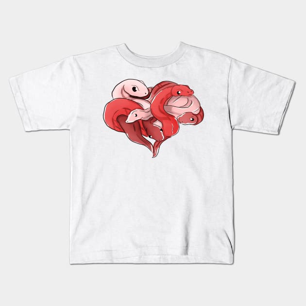 snake Heart Kids T-Shirt by Make_them_rawr